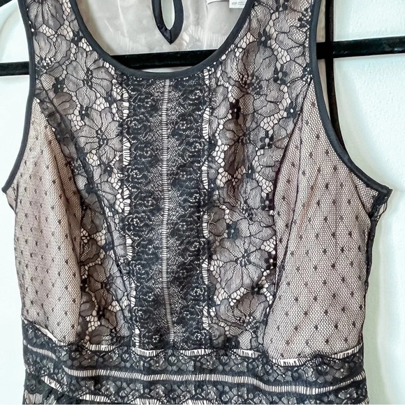 NWOT Ann Taylor Loft Lace Peplum Sleeveless Top XS Petite Black Cream/Blush Pink - Picture 5 of 12